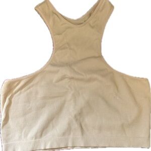 wild fable Beige Ribbed Racerback Crop Top